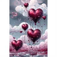 1 billede med ballon hjerter. Str. 30 x 40 cm.